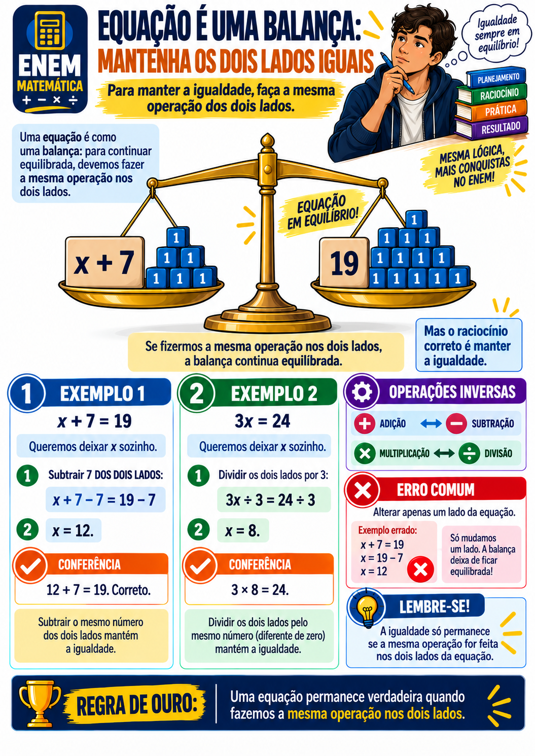Página visual ENEM Matemática: Equação é uma balança