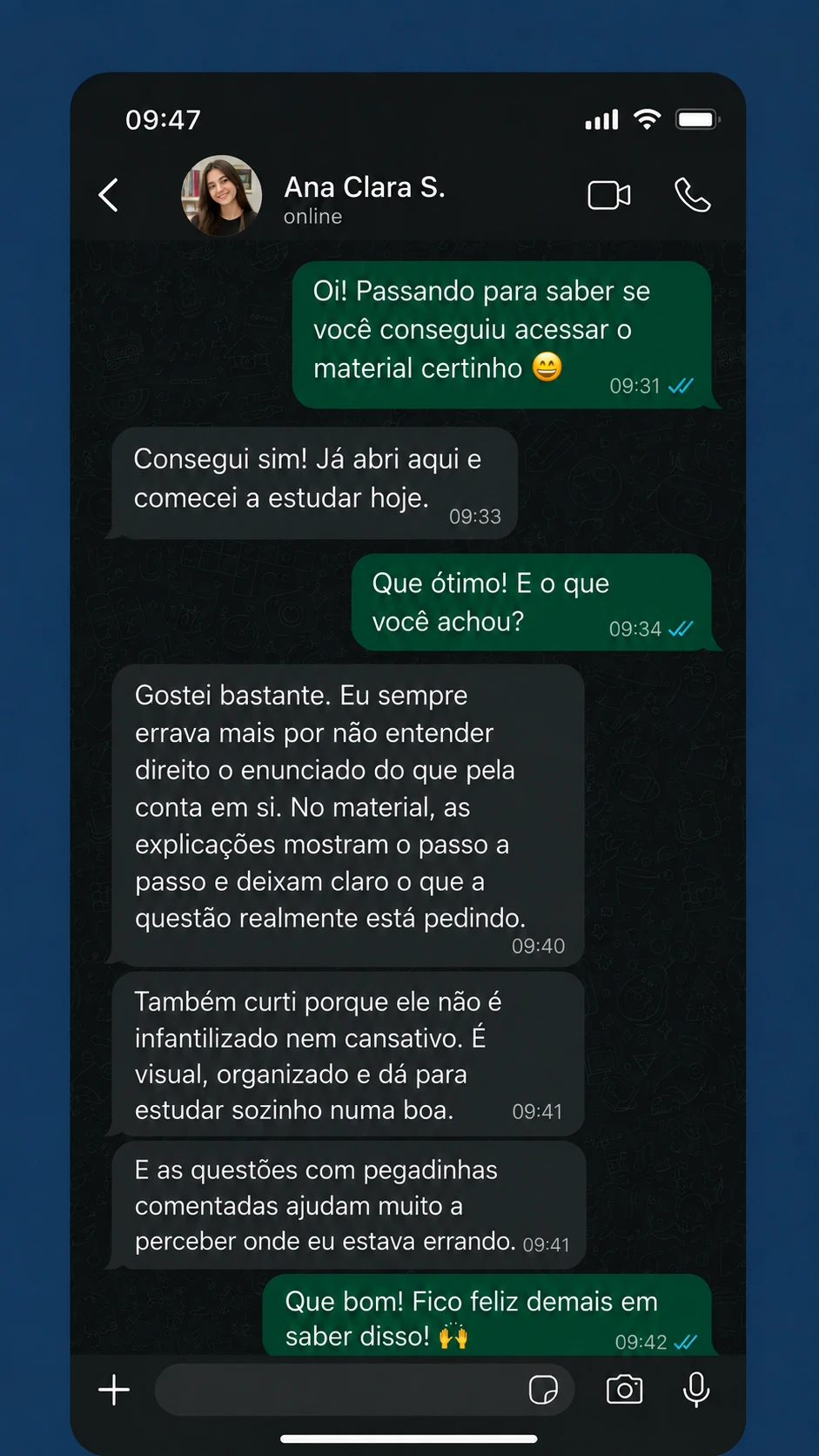 Depoimento de Ana Clara sobre o Matemática Visual para o ENEM