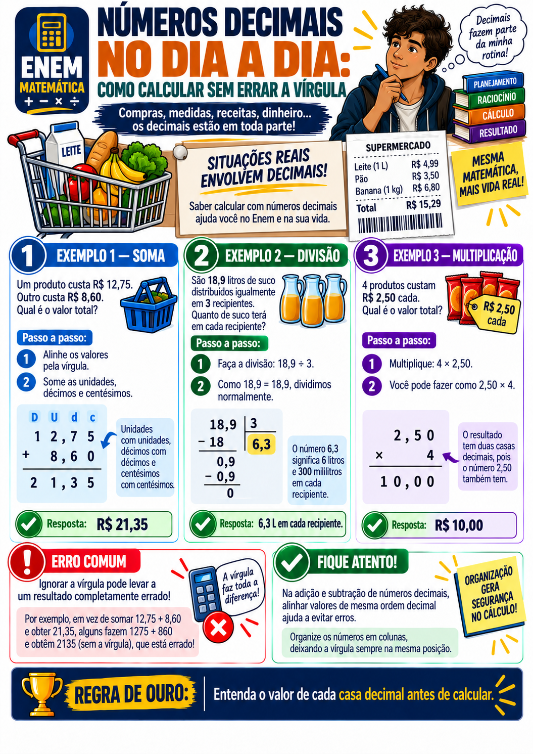 Página visual ENEM Matemática: Números decimais no dia a dia